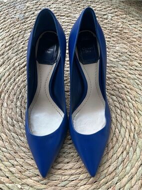 🚩steal Dior Cobalt Blue Pointed-Toe Leather Pumps